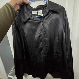White Stag Black Satin Blouse